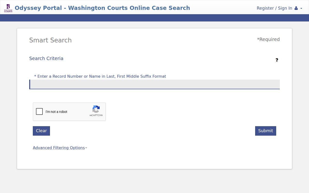 Lincoln County case search Odyssey record number and name form