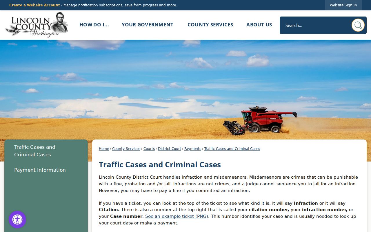 Lincoln County traffic ticket citation number explanation