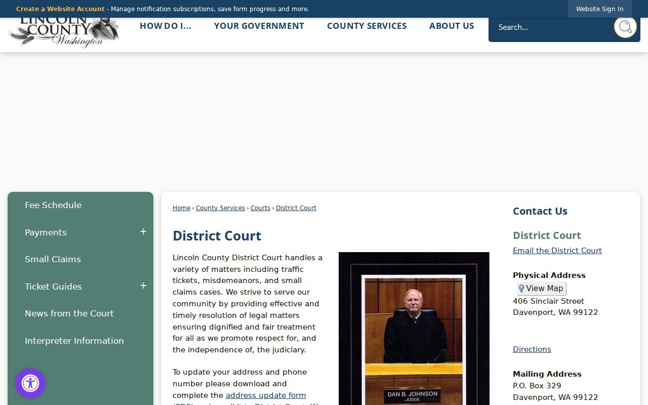 Lincoln County District Court jurisdiction and contact page