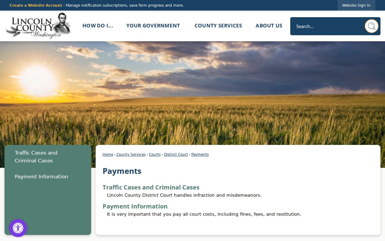 Lincoln County traffic ticket payment pathway
