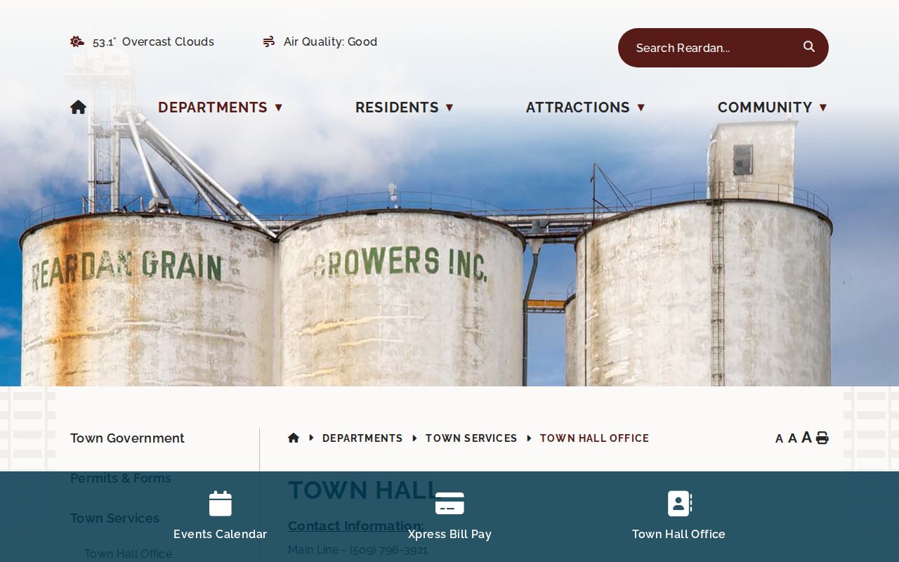 Reardan court docket Town Hall contact page