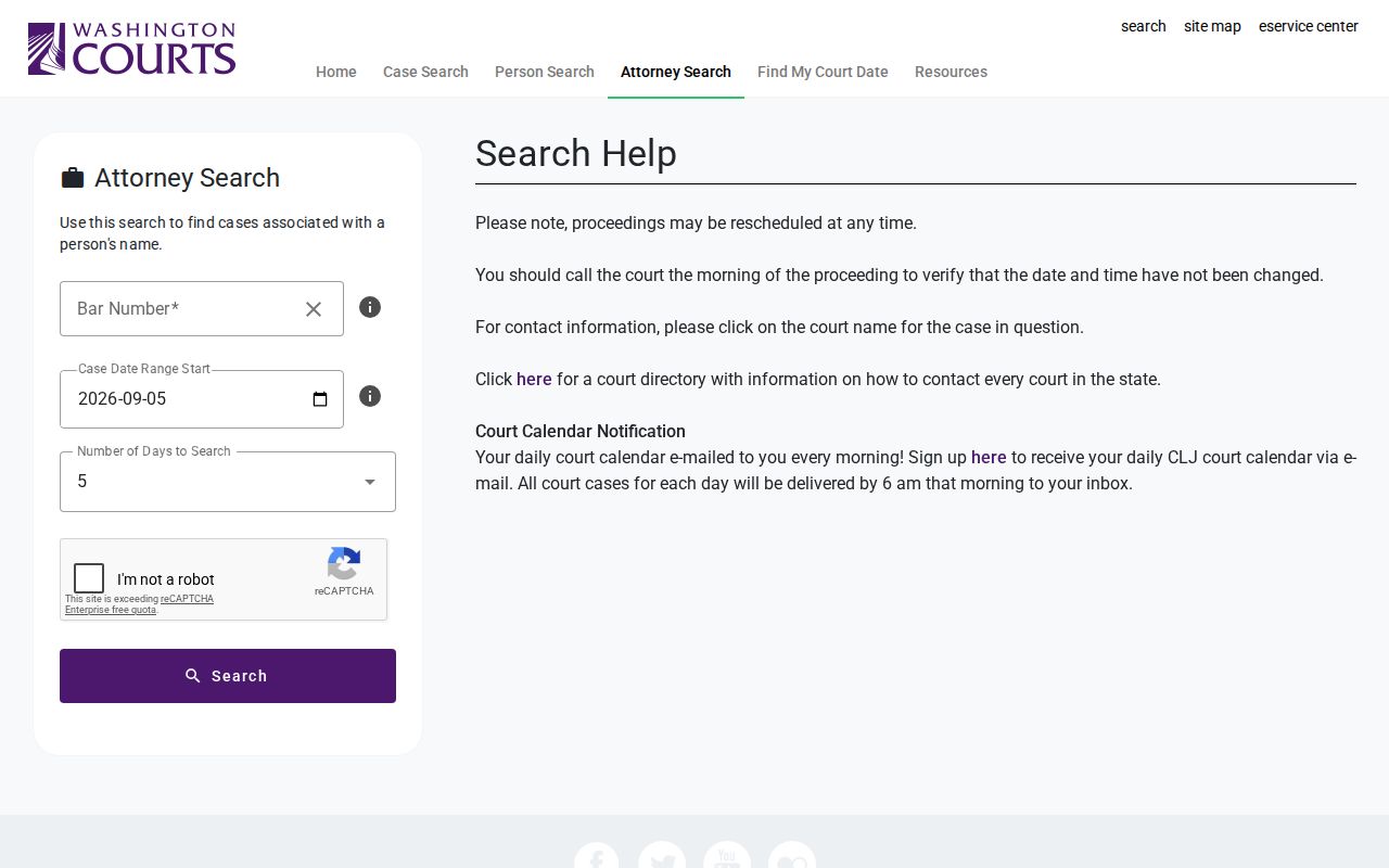 Lincoln County case lookup attorney bar number search